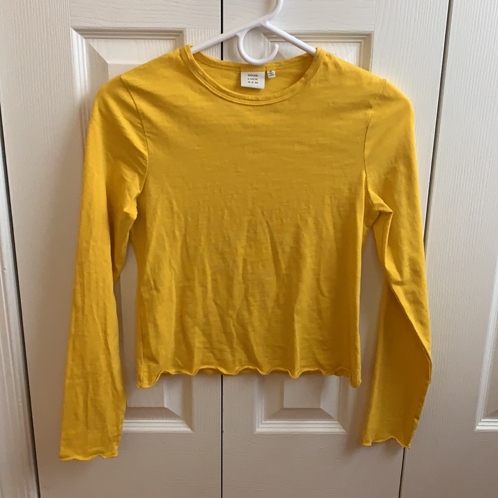 Good Luck Gem Long Sleeve Crop Top